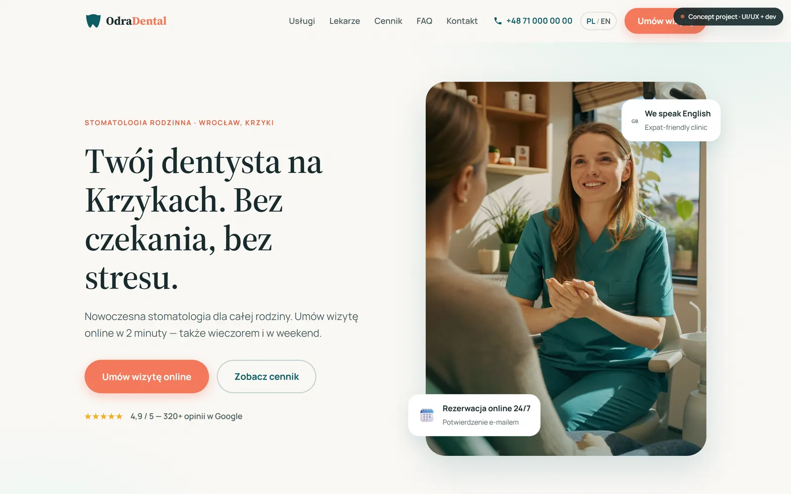 Strona kliniki stomatologicznej Odra Dental